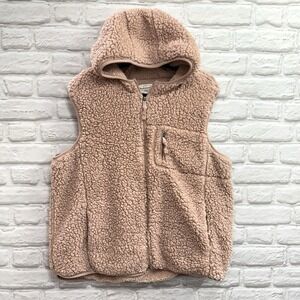 Weatherproof Vintage Pink Sherpa Hooded Vest Size 2X Warm Fuzzy Teddybear Fleece